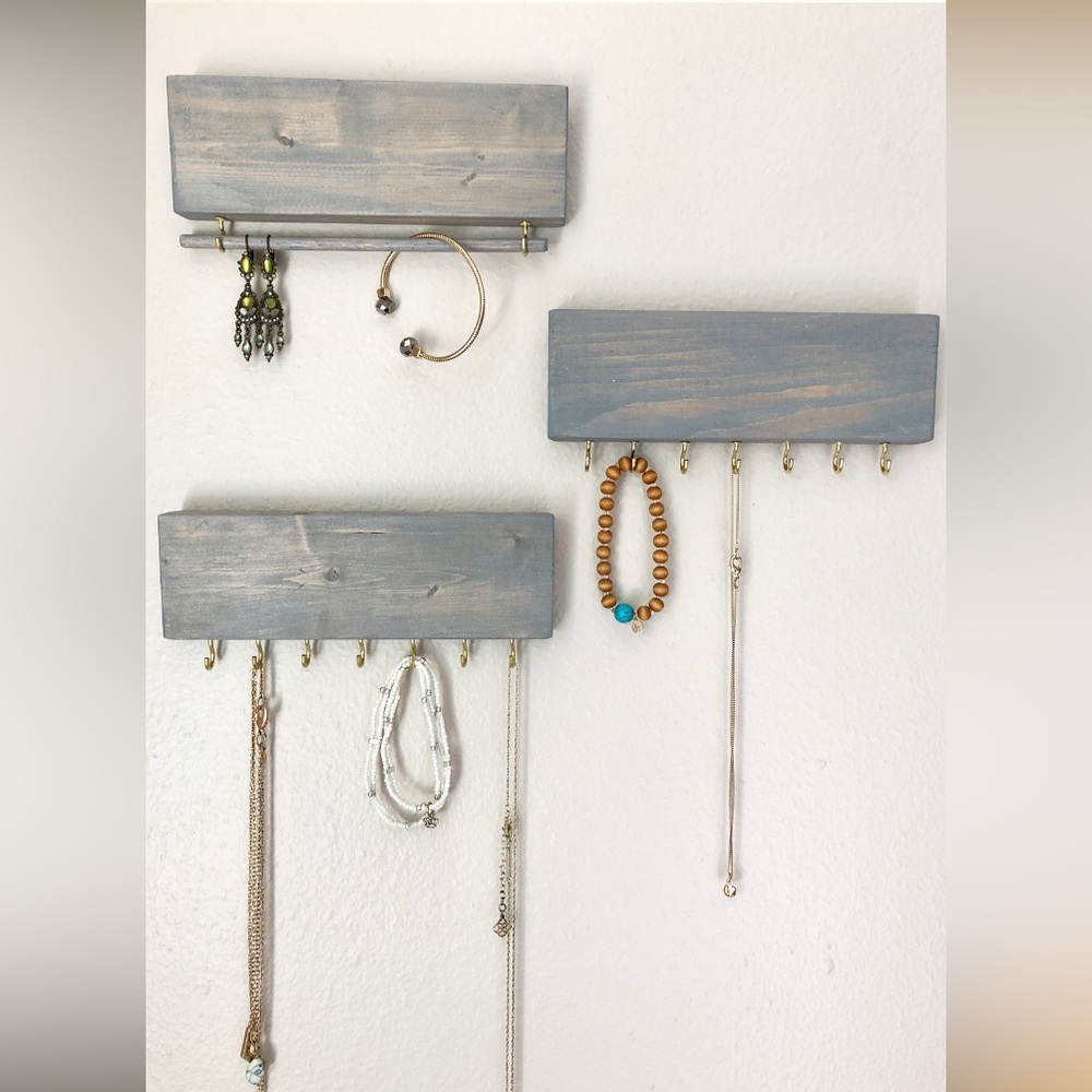 Grey Wooden Jewelry Organizer